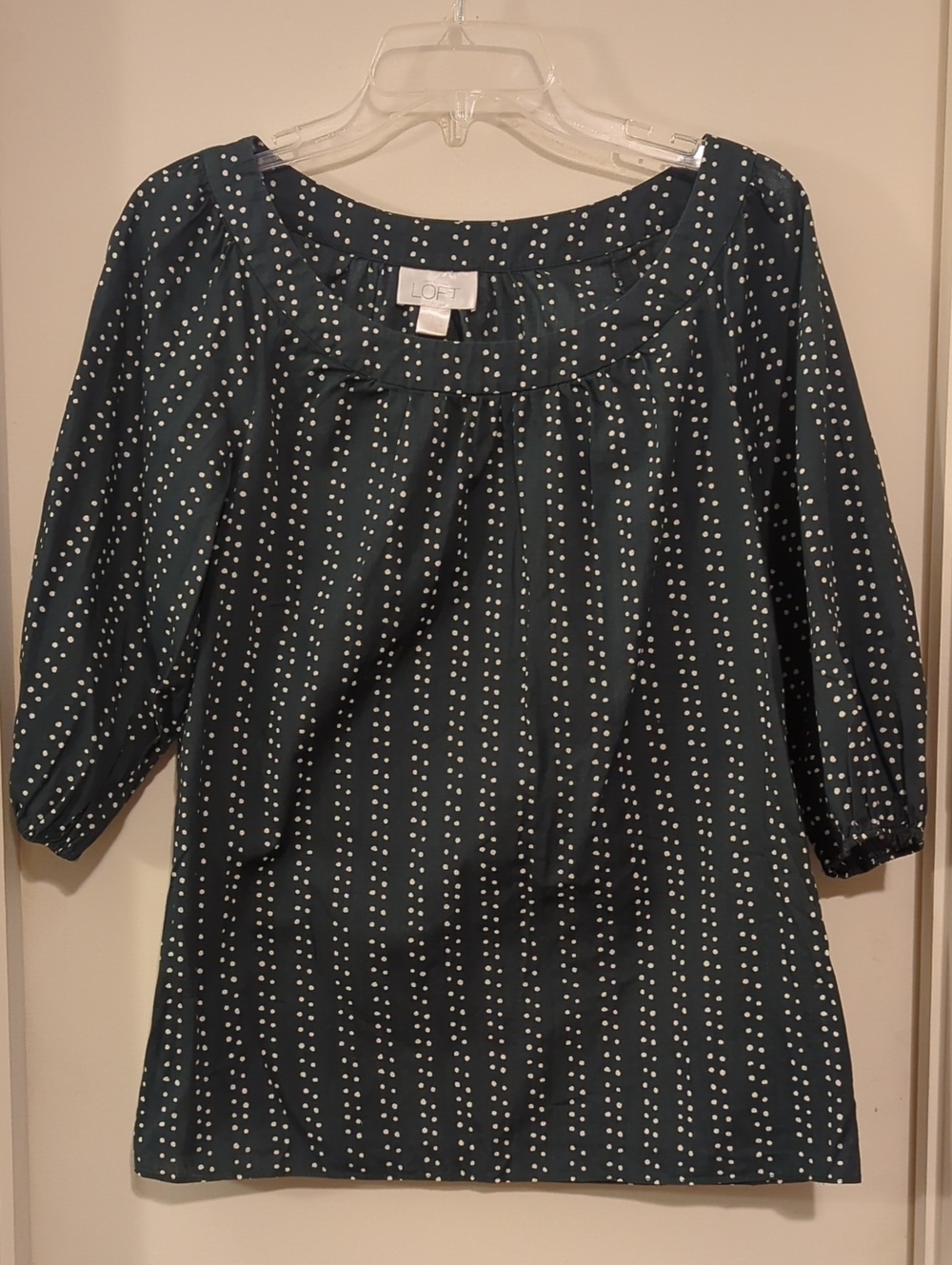 LOFT Teal Dot Peasant Top